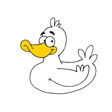 Funny illustration of a white duck