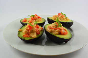 avocado with shrimp cocktail 