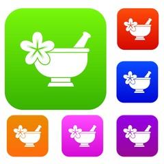 Mortar and pestle pharmacy set collection