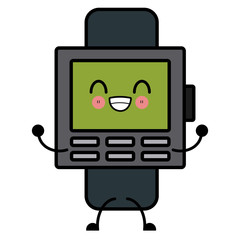 kawaii hand wrist watch bracelet square symbol vector illustration