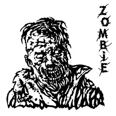 Danger head of zombie. Vector illustration.