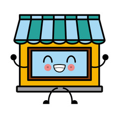 kawaii storefront building shop facade cartoon vector illustration