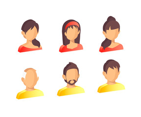 People Icon Isolated Background. Set flat icons of people: man, woman, child, girl, old man. User sign icon. Person symbol.