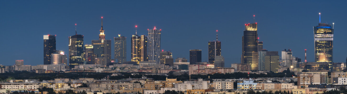 Fototapeta Panoramic view of Warsaw city downtown