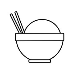 traditional bowl of rice with chopsticks vector illustration