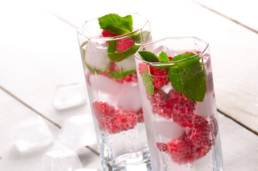 Raspberry Fruit Water with ice