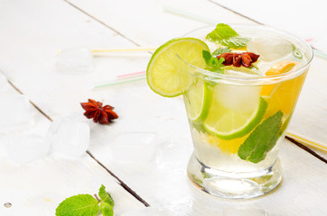 Lime and Orange Fruit Water with ice
