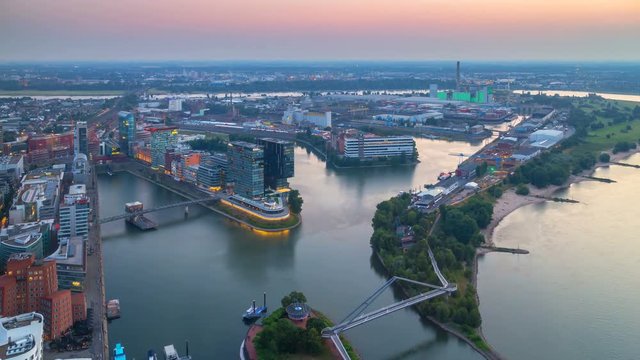 Germany, Duessseldorf, aerial view of Media Harbor