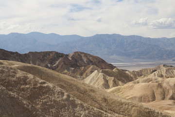 Beautiful petrified sand dunes of Zabriskie Point, Death Valley national park, California, USA.