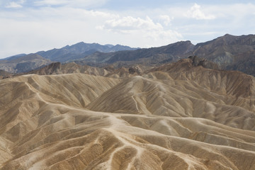 Beautiful petrified sand dunes of Zabriskie Point, Death Valley national park, California, USA.