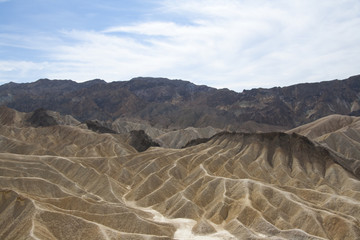 Beautiful petrified sand dunes of Zabriskie Point, Death Valley national park, California, USA.