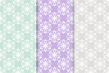 Set of colored vertical floral seamless patterns