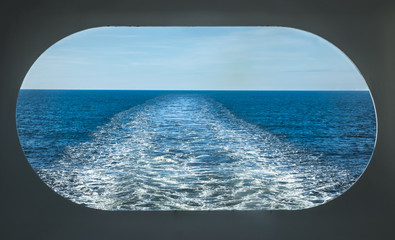 Deck ship window with a relaxing seascape view