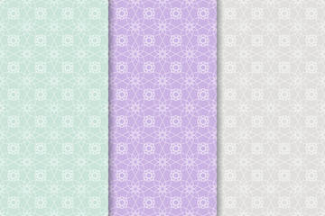 Set of colored vertical floral seamless patterns