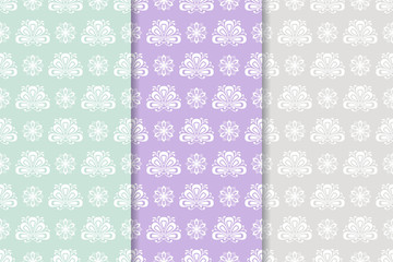 Obraz premium Set of colored vertical floral seamless patterns