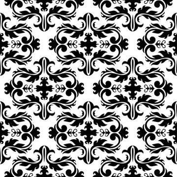 Seamless pattern with wallpaper ornaments. Black and white
