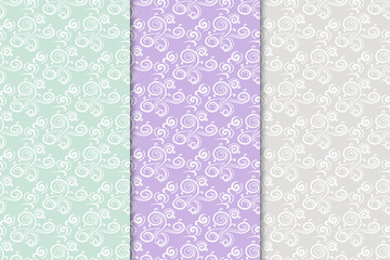 Colored set of floral ornamental seamless patterns