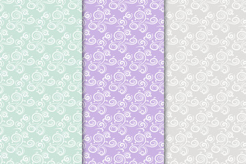 Colored set of floral ornamental seamless patterns
