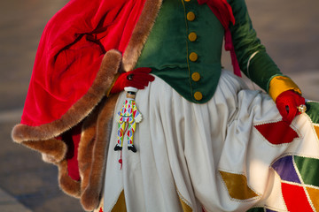 Detail of the costume of venice mask.