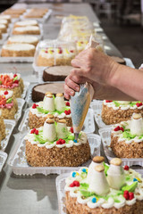 Manual cakes production
