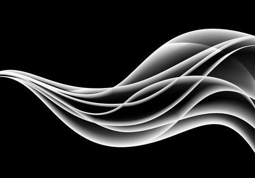 Abstract white wave on black background vector illustration.
