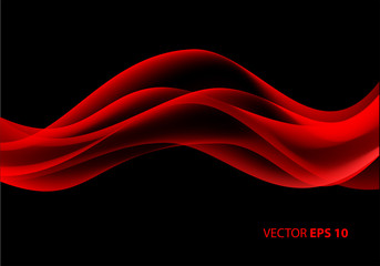Abstract red wave on black background vector illustration.