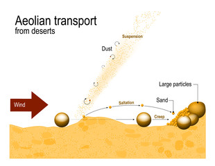 Aeolian transport from deserts. Aeolian processes