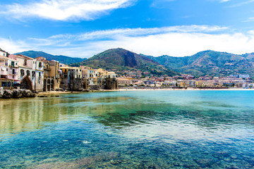 View of cefalu, town on the sea in Sicily, Italy