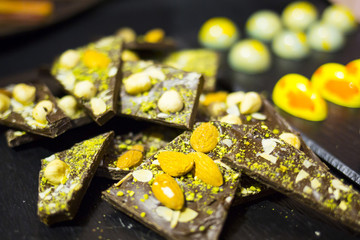 Dark chocolate with almonds