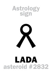 Astrology Alphabet: LADA, asteroid #2832. Hieroglyphics character sign (single symbol).
