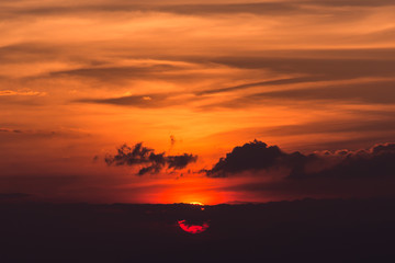 Beautiful sunset,sunrise  over the cloud
