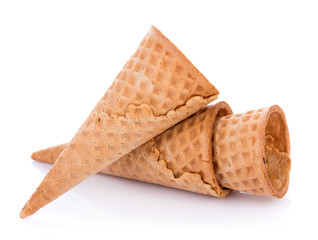 Sweet wafer cone isolated on white background