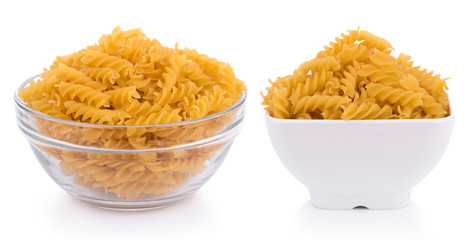 Pasta isolated in bowl on white background