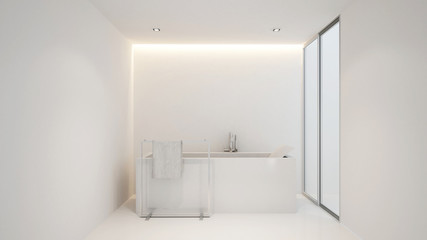 Fototapeta na wymiar bathroom and balcony for artwork of hotel or condominium , Interior Design - 3D Rendering