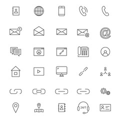 30 Line Contact Icons