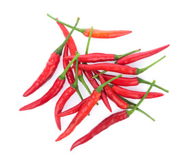 Pile of red paprika isolated on white background