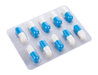 pills capsules isolated on white background