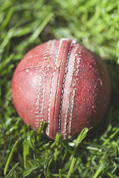 Backyard Cricket In Australia - Close Up Of Old Cricket Ball