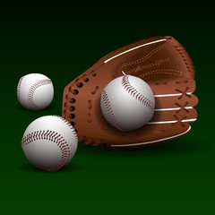 Baseball glove with balls