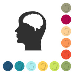 Farbige Buttons - Kopf Gehirn