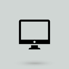 Computer monitor icon. Flat PC symbol