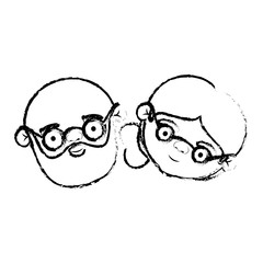 blurred silhouette of face of elderly couple bald grandfather wi