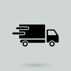 Truck icon. Truck Vector isolated on white background. Flat vector illustration in black.