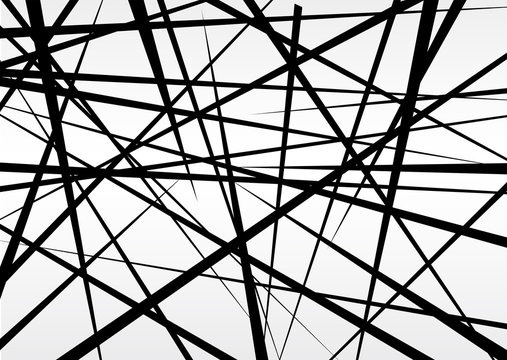 Random chaotic lines abstract geometric pattern, texture. Contemporary art-like illustration. Horizontal poster. Vector illustration. Isolated on white background