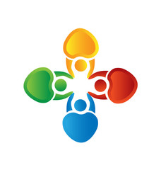 Teamwork colorful people icon logo