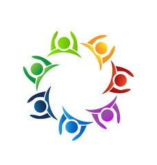 Teamwork people cheering icon logo