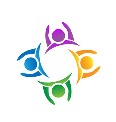 Teamwork colorful people icon logo