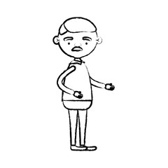 blurred silhouette of full body elderly grandfather in clothes with moustache