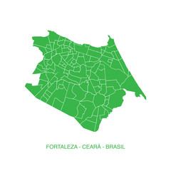 Fortaleza city map, Ceara State, Brazil