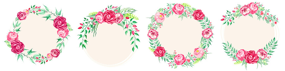 Hand drawn watercolor roses clip art